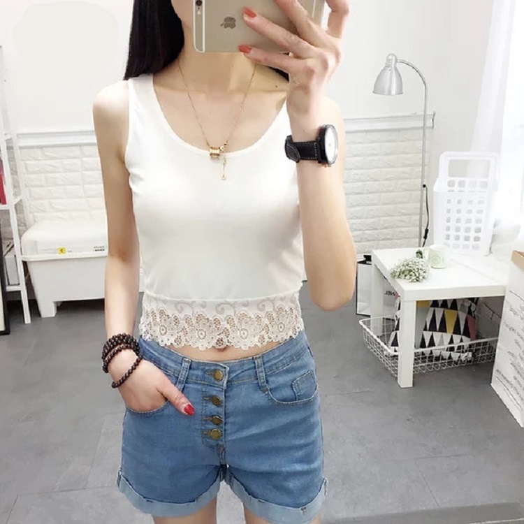 帮手描述图：蕾丝吊带背心女夏季百搭打底上衣女性感外穿短款吊带