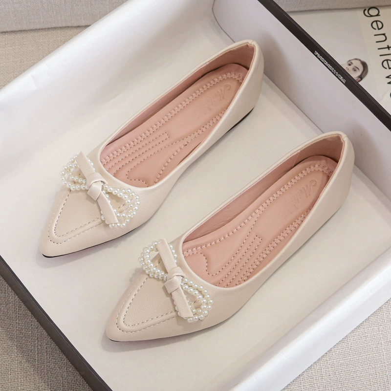 Женские туфли-балетки с острым носком на мягкой подошве, новинка лета 2024, универсальные лоферы с неглубоким вырезом, маленькие размеры, всесезонные, большие размеры, мокасины 41-43