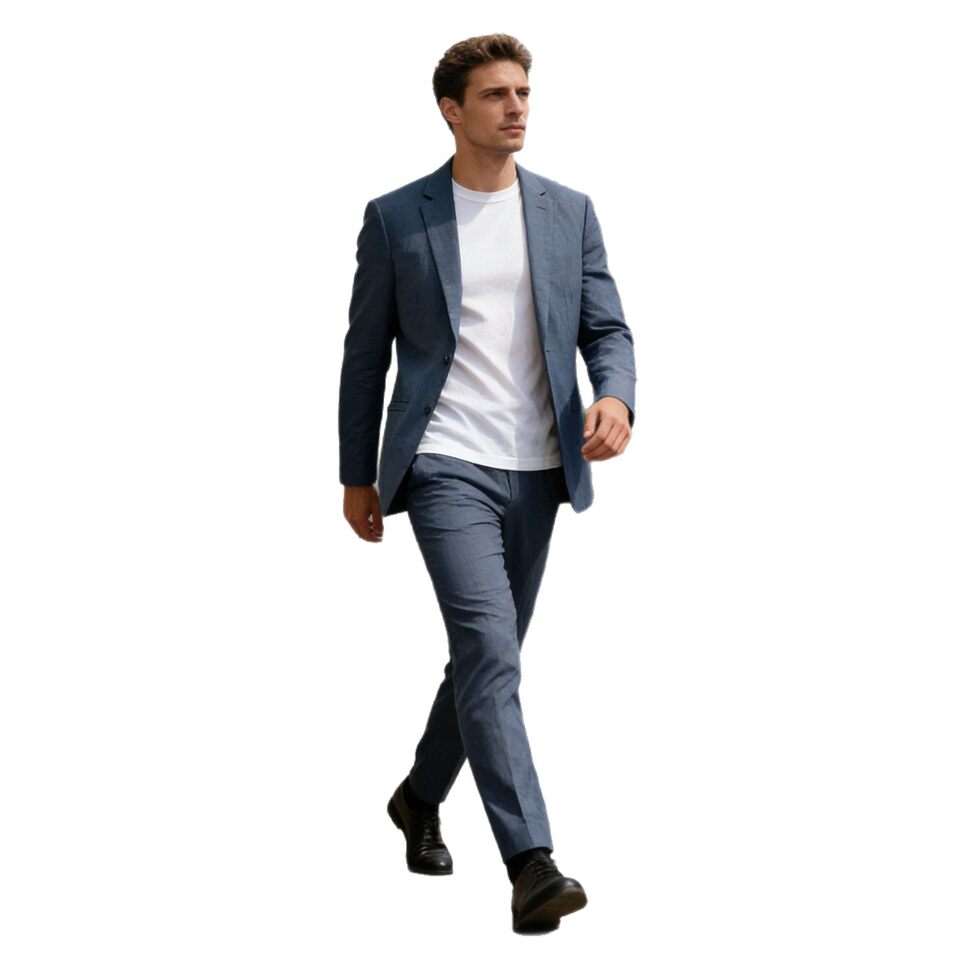 Áo vest nam Tencel Lyocell co giãn chống nhăn thoáng khí phong cách casual — Màu xanh dương, màu đen