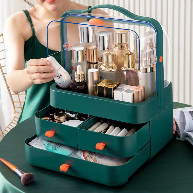 Caja de acabado de cosméticos, cajón de mesa, estante de joyería, caja de almacenamiento de productos de cuidado de la piel de gran capacidad. image 4