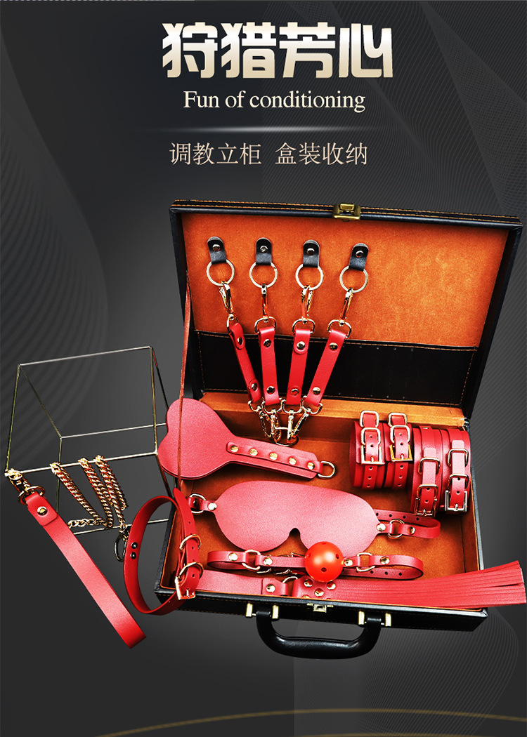 SM Bondage Set 9-Piece PU Leather & Alloy Cuffs, Collar, Low-Temp Candle — detail image 2