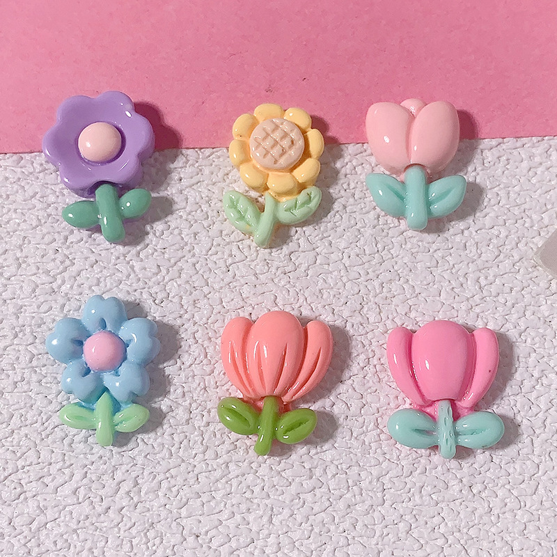 Girasoles brillantes flores de sol tulipas accesorios de resina de flores DIY adornos de cabello hebilla de zapatos parches de caso de teléfono móvil