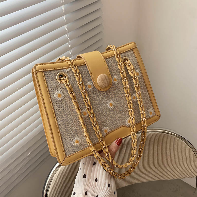 Lace weave Bag Female bag 2021 fashion new pattern One shoulder Inclined shoulder bag Cross border chain Straw bag Small square package