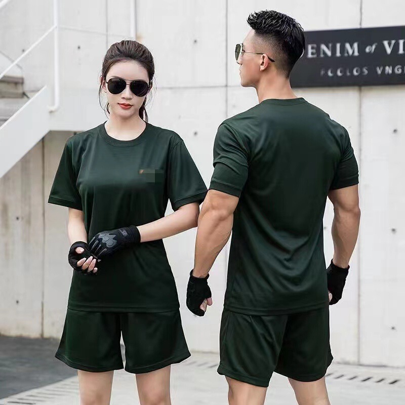 Summer Physical Training Clothing Olive Green Suit Men's and Women's Outdoor Military Training Development Quick-drying Short-sleeved T-shirt Round Collar Shirt
