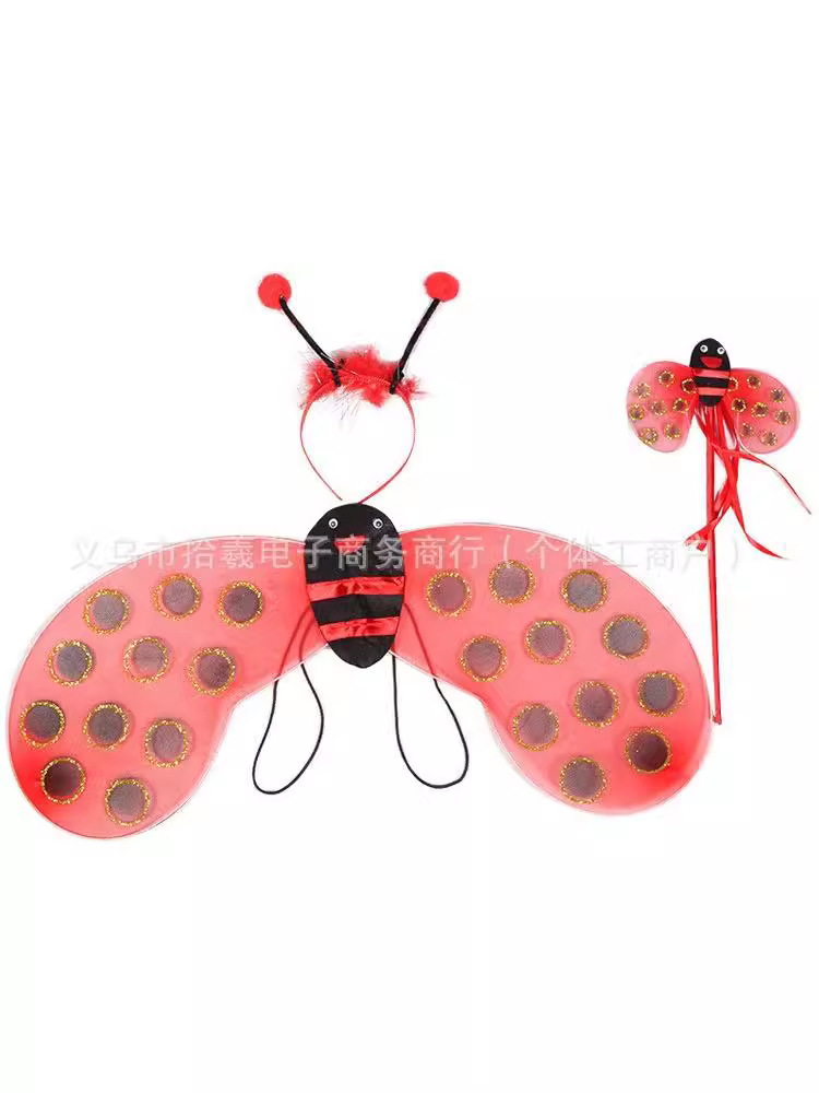 Baile infantil del Día del Niño, pintura, accesorios de actuación, alas de mariquita, insectos, abeja, ropa de actuación, ropa de baile, palo de hadas