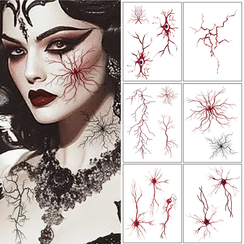 Cross-Border New European and American Style Realistic Blood Vessel Cell Tattoo Stickers, Simple Lines, Waterproof and Sweat-Resistant, Disposable Tattoo Stickers, Customizable Cross-Border New European and American Style Realistic Blood Vessel Cell Tattoo Stickers, Simple Lines, Waterproof and Sweat-Resistant, Disposable Tattoo Stickers, Customizable