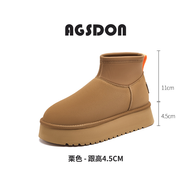Botas de nieve para mujeres 2025 nuevas botas cortas de invierno de terciopelo gruesas, zapatos casuales de algodón de suela alta