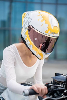 helmet female men's motorcycle full | Motosiklet kaskı (dəbilqə) - 2025-new-model-winnie-the-pooh-single-lens-xs