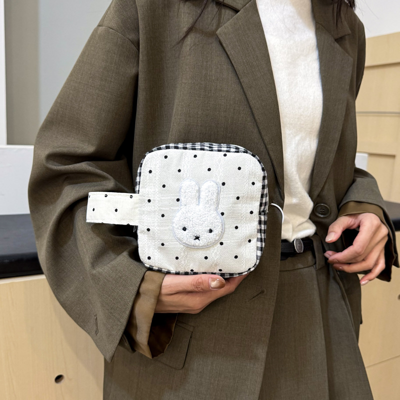 韩系波点米菲兔手提包ins拍立得收纳相机收纳包大容量便携化妆包