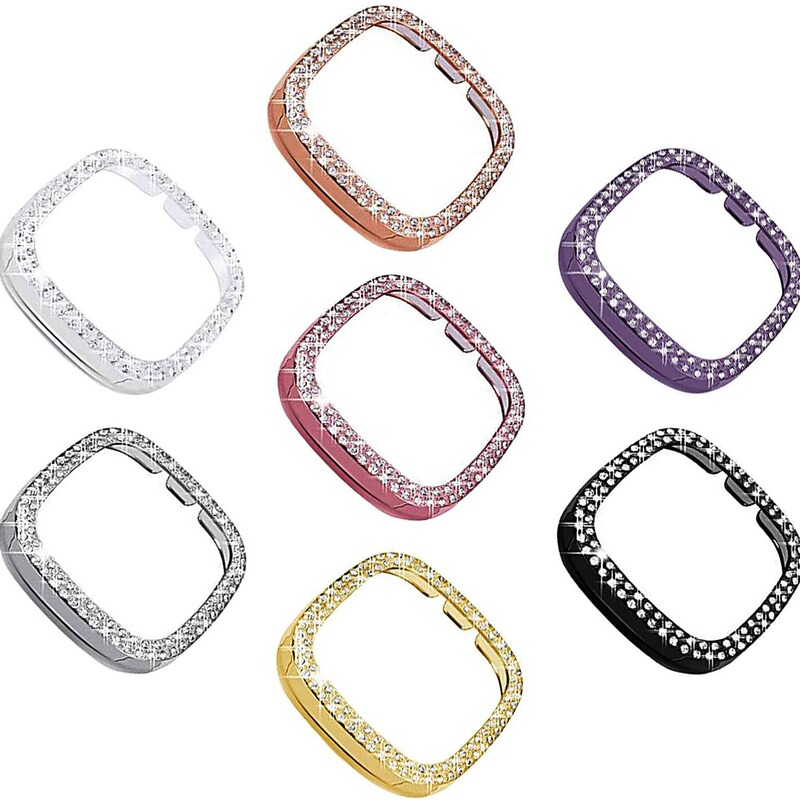 Suitable for new fitbit versa4 electroplating pc protective case sense2 case versa4 hollow double row drill