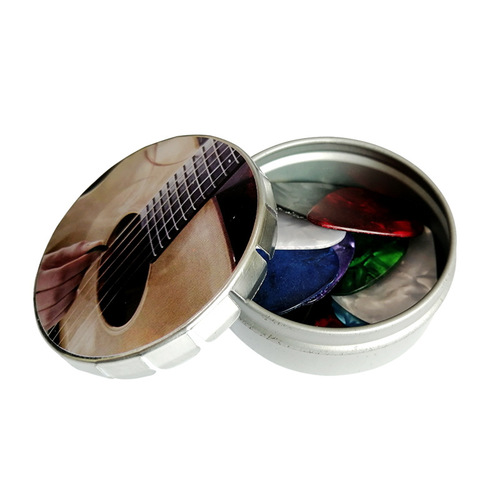 Supply of 16 picks in metal box, folk guitar, electric acoustic guitar pick box set, picks in iron box