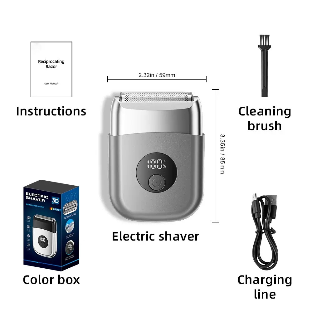 Mini afeitadora eléctrica transfronteriza, máquina de afeitar para hombre lavada de viaje portátil, venta al por mayor de una pieza, recargable