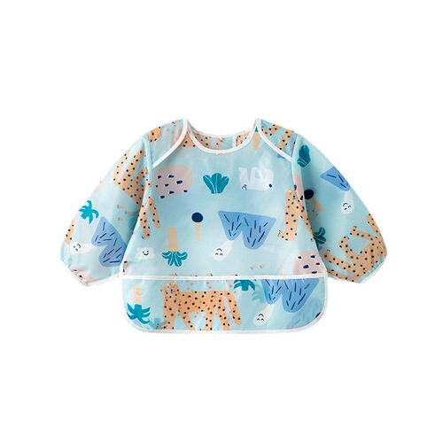 Wellberu children's smock baby outer clothing anti-dirty baby eating waterproof bib long-sleeved printed reverse clothing