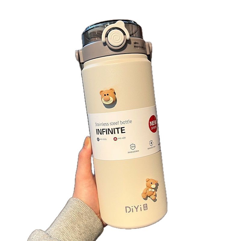 Taza de aislamiento de dos bebidas de gran capacidad de aislamiento de agua de paja de chicas simple portable 316 taza de acero inoxidable ins viento
