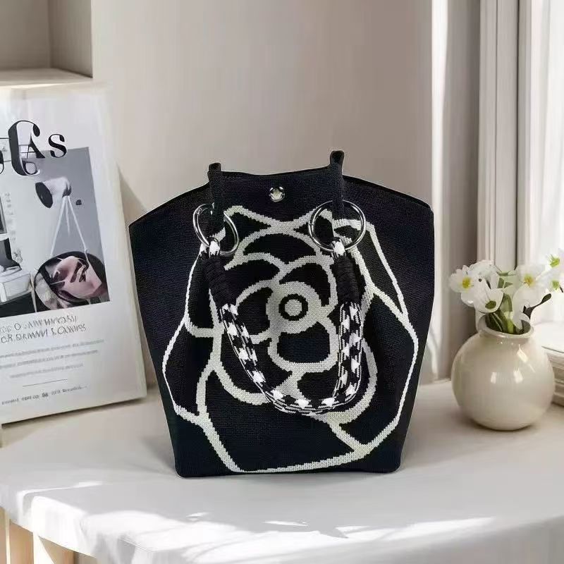 Bolsa de punto bolsas de dibujos animados para mujeres lindas bolsas de regalo de mano bolsas de bocadillos prácticas versátiles bolsas de cubo baratas gran capacidad