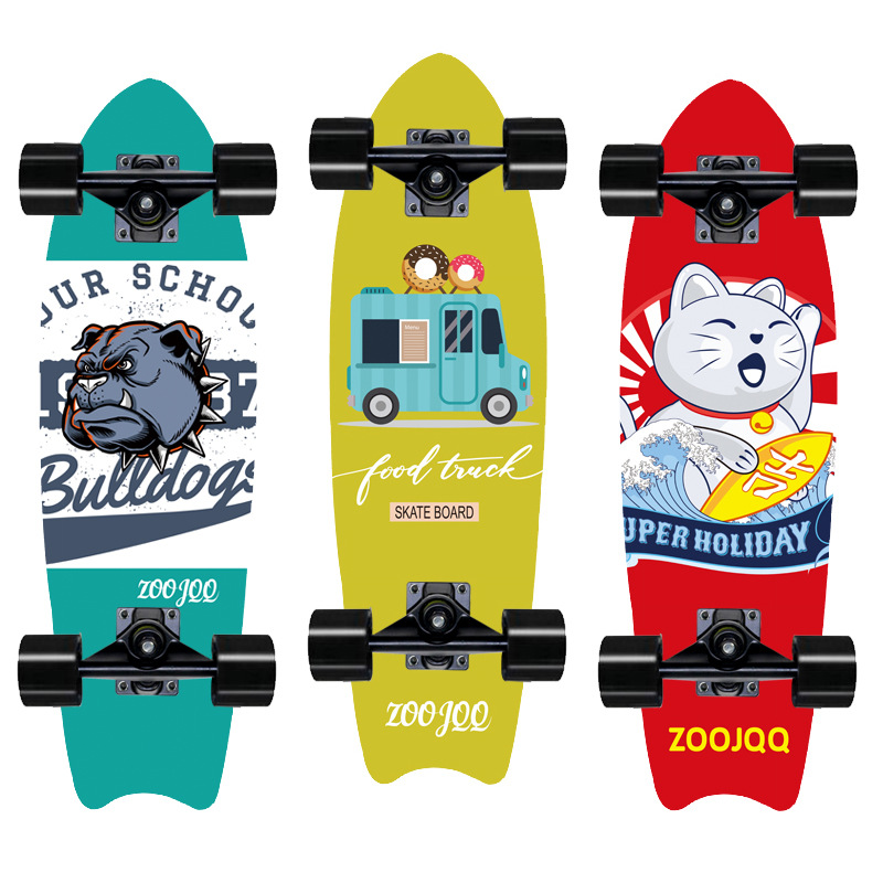 New pattern Maple Big Fish board single warped skateboard scooter board land surfboard fishtail Street brush board four-wheel delivery