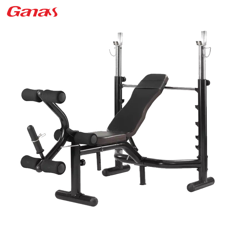 Rack comercial para press de banca con barra, equipo de fitness, banco para abdominales, banco de pesas, banco para mancuernas, equipo de entrenamiento integral para clubes.