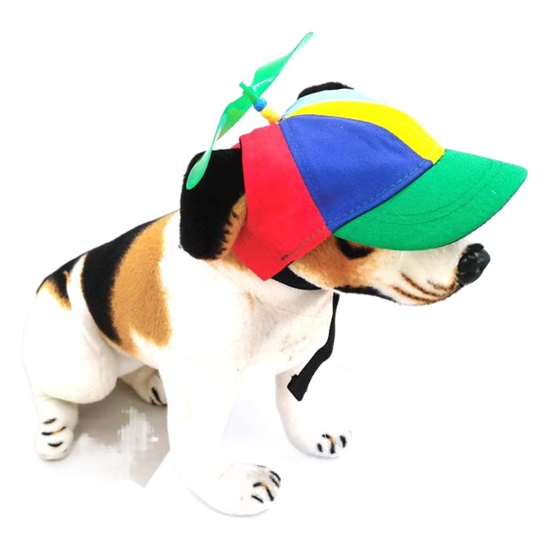 Fábrica transfronteriza mascota perro sombrero color a juego hélice gorra de béisbol gato Teddy tocado libélula de bambú tapa de pico