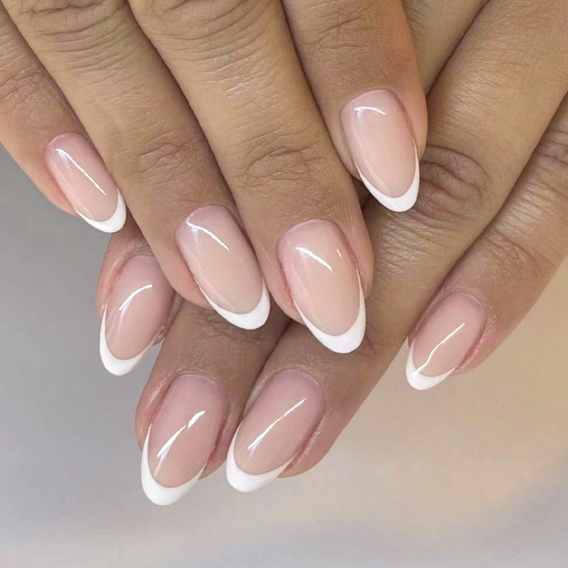 Desgaste pieza de esmalte de uñas simple blanco francés falso manicura pieza de uñas desgaste pegatina de uñas pieza de uñas extraíble