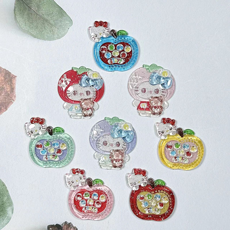 New Kt Cat Nail Art Accessories Cartoon Nail Accessories Strawberry Hello Kitty Series Fine Flash Skirt Wearable Nail Accessories