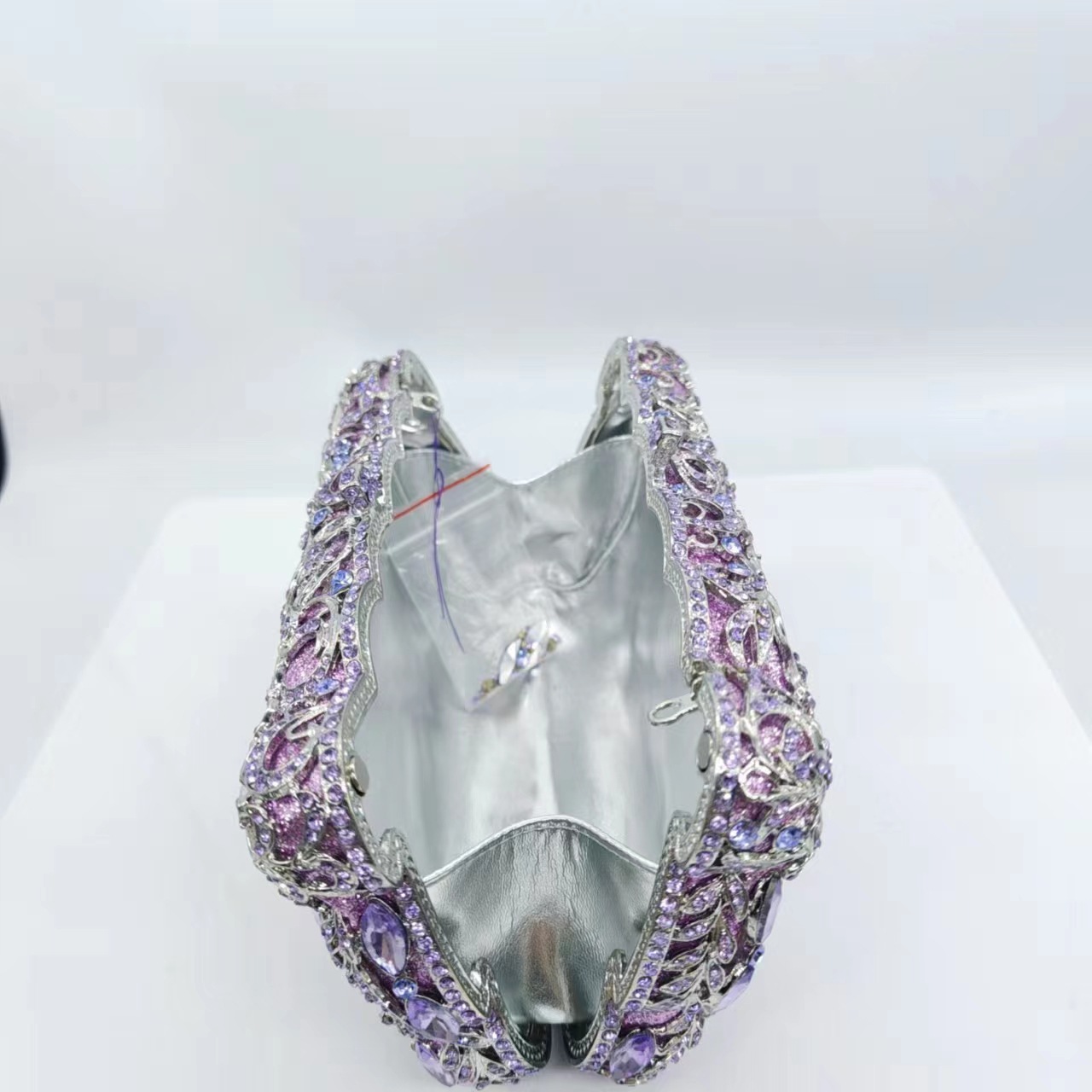 Túi cầm tay nữ pha lê cao cấp kim loại rỗng dự tiệc — Vàng Pha Lê, Màu bạc, Hoa violet, Cá tính đặt làm