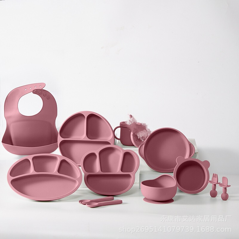 Children's Dielectric Plate Silicone Bowl Cup Set Household Dining Plate Snack Fruit Plate Cartoon Baby's Drop-resistant Tableware Children's Dielectric Plate Silicone Bowl Cup Set Household Dining Plate Snack Fruit Plate Cartoon Baby's Drop-resistant Tableware