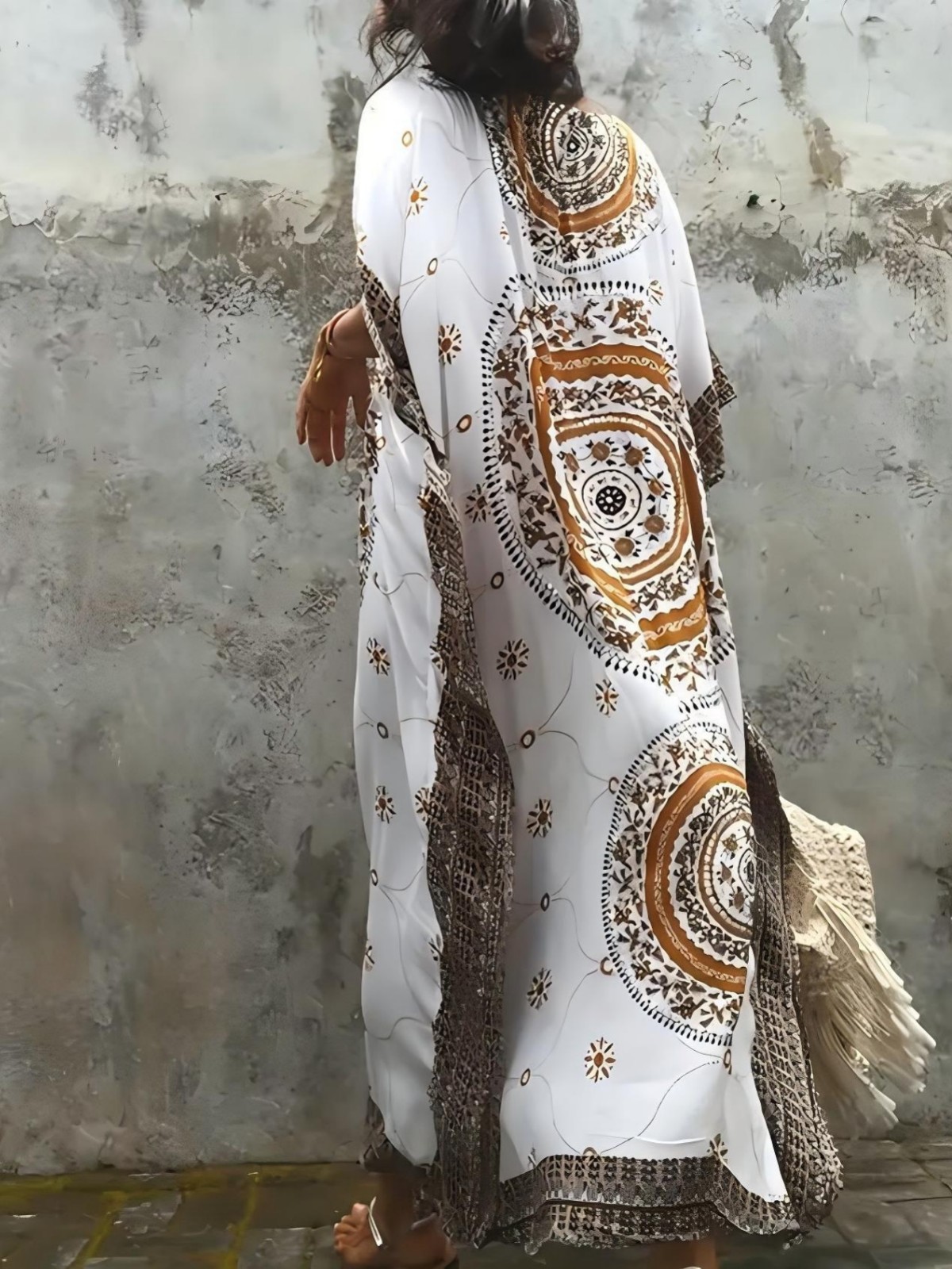 Explosiones transfronterizas de impresión nacional de arena de algodón, camisa de playa de algodón, túnica turca M5