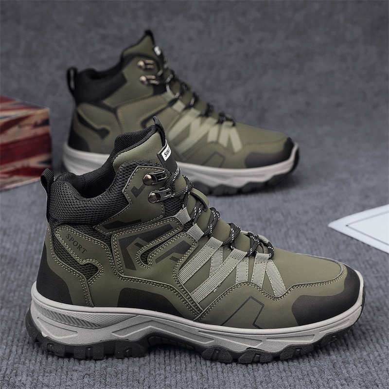 Zapatos de invierno de hombre de alta altura 2025 nuevos zapatos de montaña antideslizantes al aire libre para hombres con suela gruesa aumentando las botas Martin