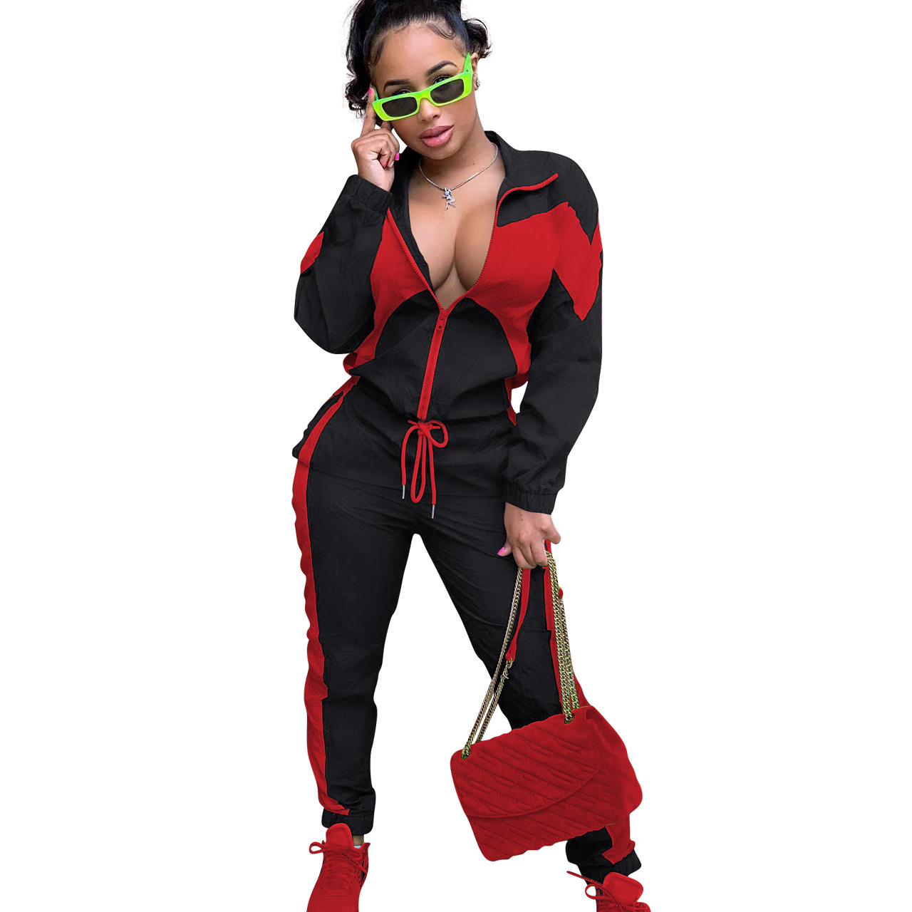 364g Weight Long Sleeve Sleeve Length Polyester Fabric Type Pant Co-ord Set Sets Type 2 Pieces Set Quantity Daily Occasion Turndown Neckline Regular Fit Fit Type Color Block Pattern Spring, Autumn Season Women's Gender Casual, Streetwear Style Daily Women's Casual Streetwear Color Block Polyester Pant Co-ord Set Pants Sets 34
