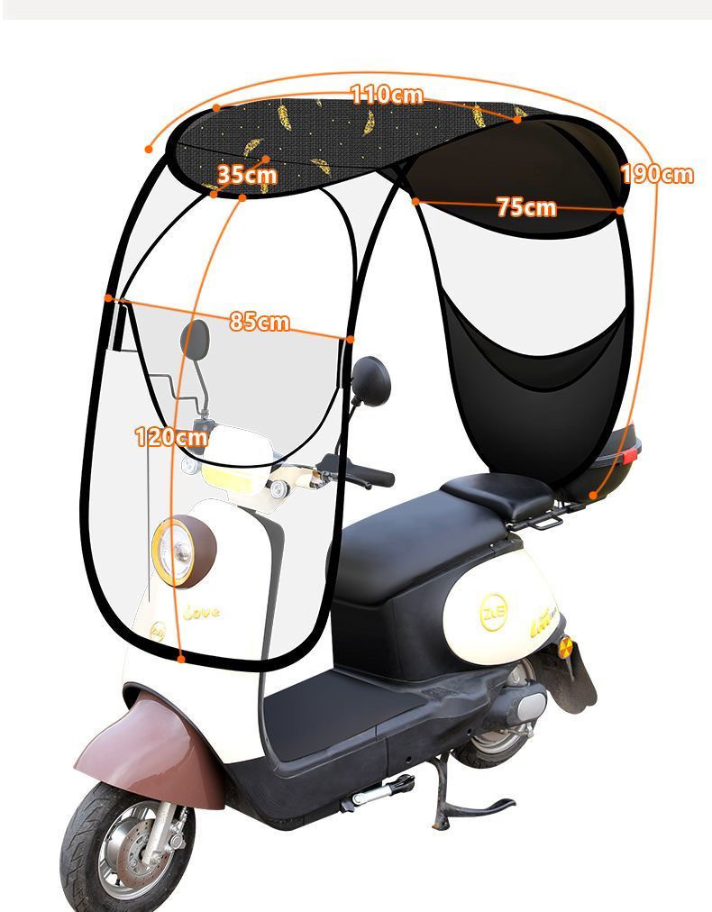 Electric vehicle, electric scooter, and motorcycle rain and sun protection canopy, thickened, detachable, rainproof, sunproof, and windproof