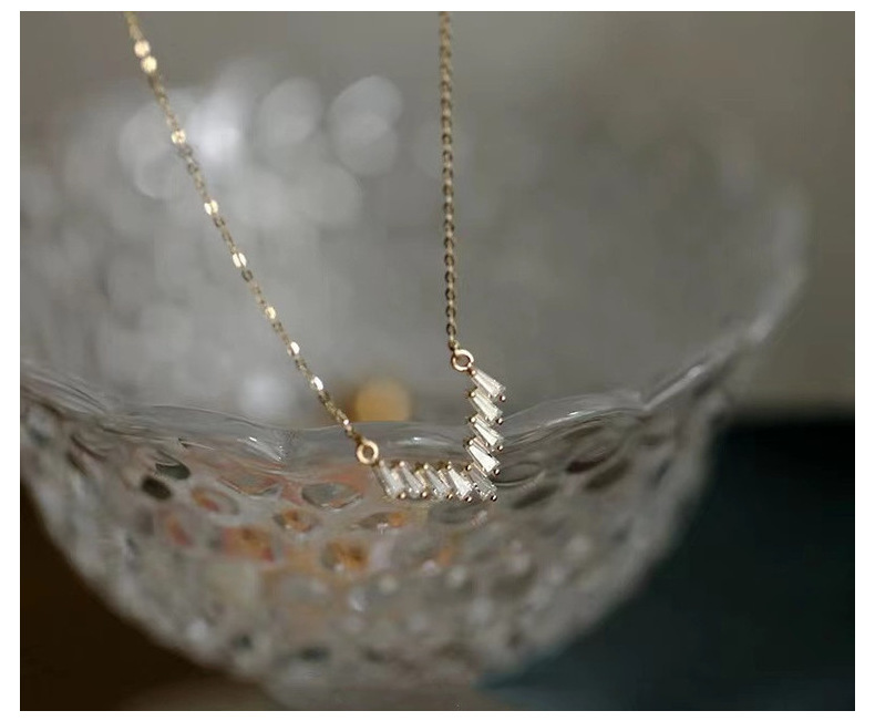 925 Sterling Silver Zircon Cable Chain Inlay Geometric Necklace display picture 5