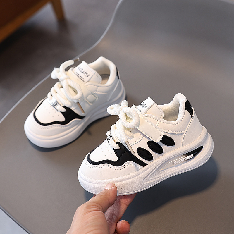 Barnens vita portvinsiga vår- och höstskor, ofta oledade, klockor, anti-läpp-löpskor i läder för pojkar och pojkar._voghion.com