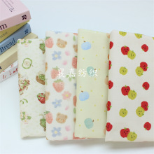 全棉细条灯芯绒面料  卡通水果印花 童装布料