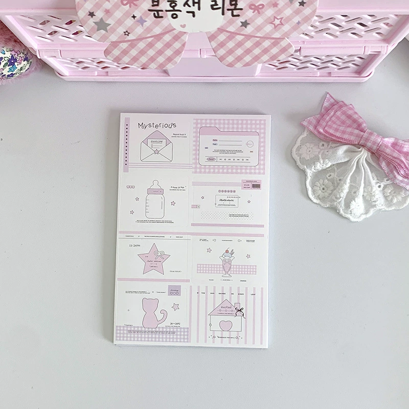 Mini Sealing Stickers, 3×4 cm Korean Cute Square Labels, Assorted Designs (8 pcs per sheet)
