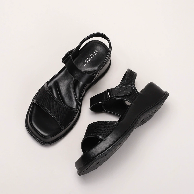 Summer shoes with velcro for leisure, universal sandals platform, footwear