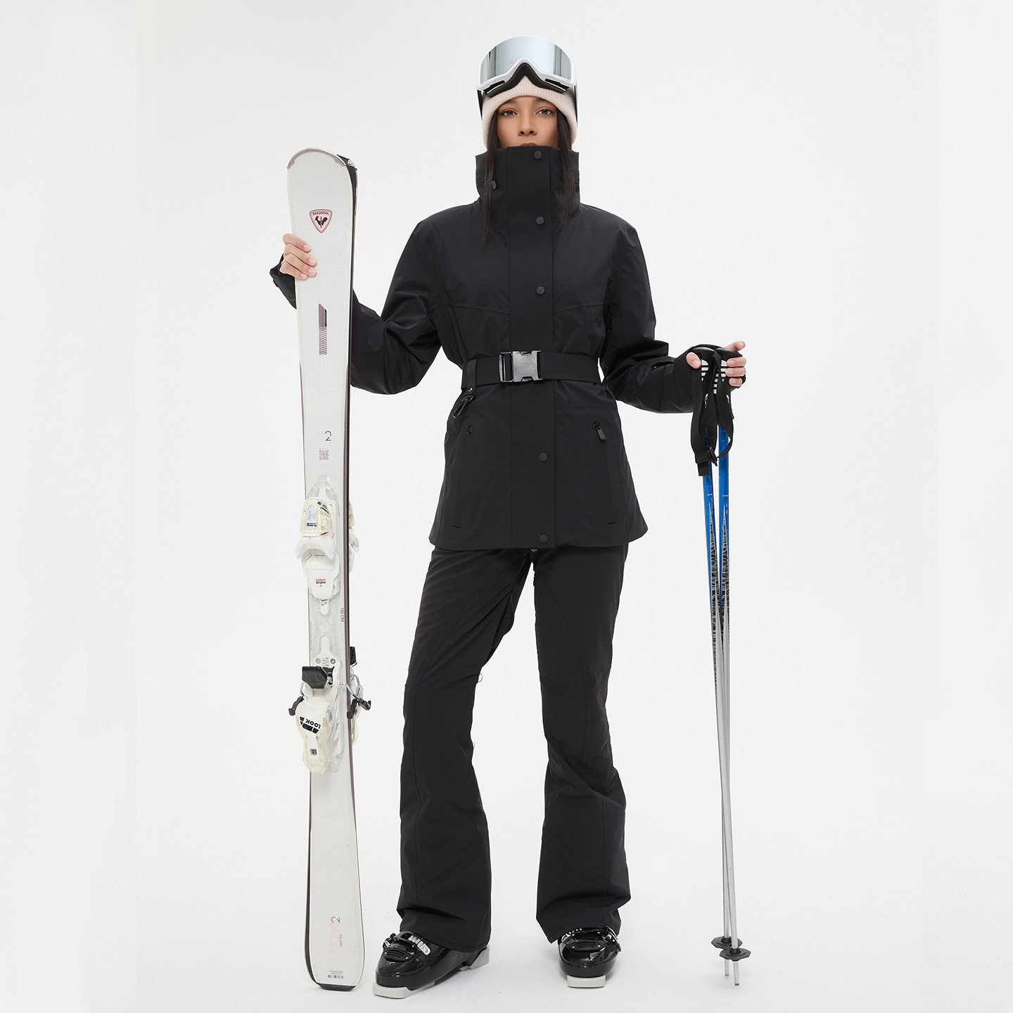 Women's Slim Fit Ski Suit for Single and Double Skis, Quilted, Waterproof, 3L Fully Seam-Sealed Ski Suit Set, Customizable (Z)