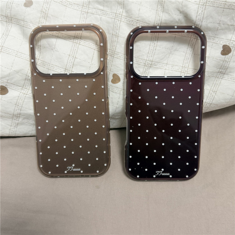 Niche autumn/winter simple polka dot design, suitable for iPhone 17 Pro Max phone case, Apple 16 phone case, 15 double-layer Korean style Niche autumn/winter simple polka dot design, suitable for iPhone 17 Pro Max phone case, Apple 16 phone case, 15 double-layer Korean style