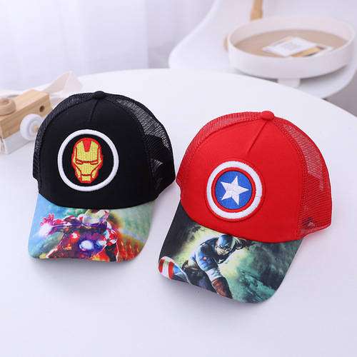 Children's Hat Wholesale Summer New Marvel Children's Mesh Hat Spider-Man Batman Baseball Cap Sun Hat