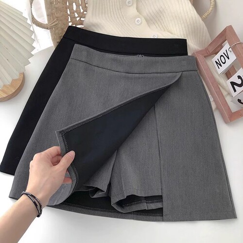 New Pants Spring and Autumn Suit Skirt 2025 Slit Skirt Asymmetrical Midi Skirt Bustier High-Waist Slimming Women's Short Skirt