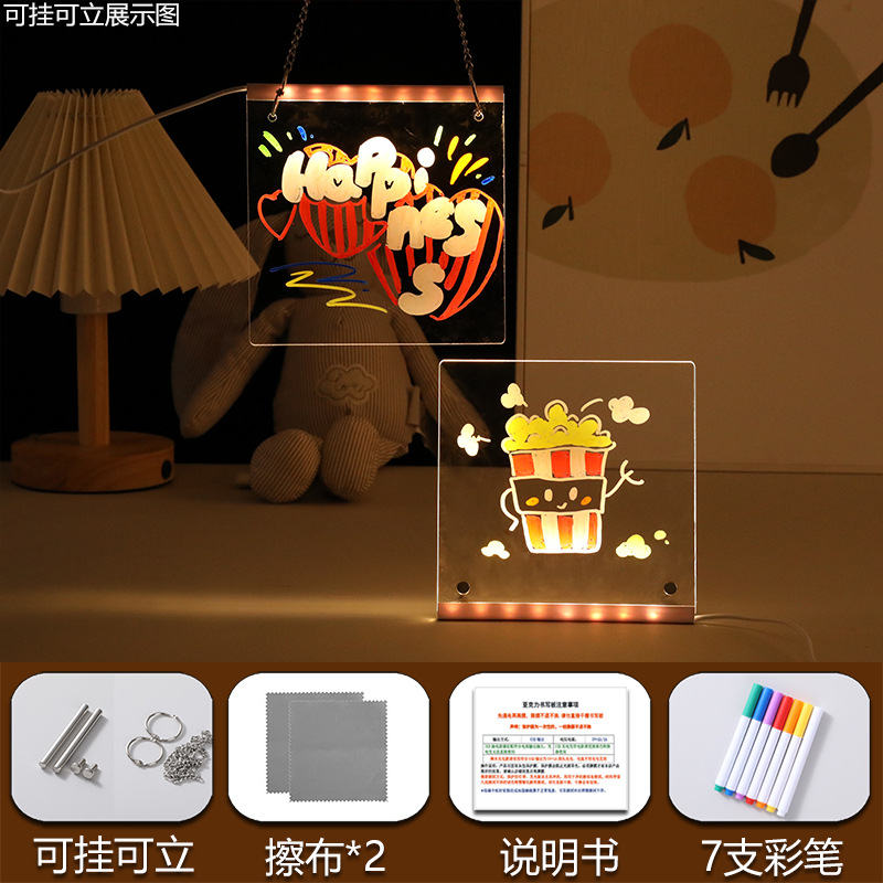 Pizarra de Dibujo Infantil Borrable Transfronteriza, Pizarra de Dibujo Luminosa, Pizarra LED para Dibujar a Mano, Pizarra, Juego de Juguetes Navideños