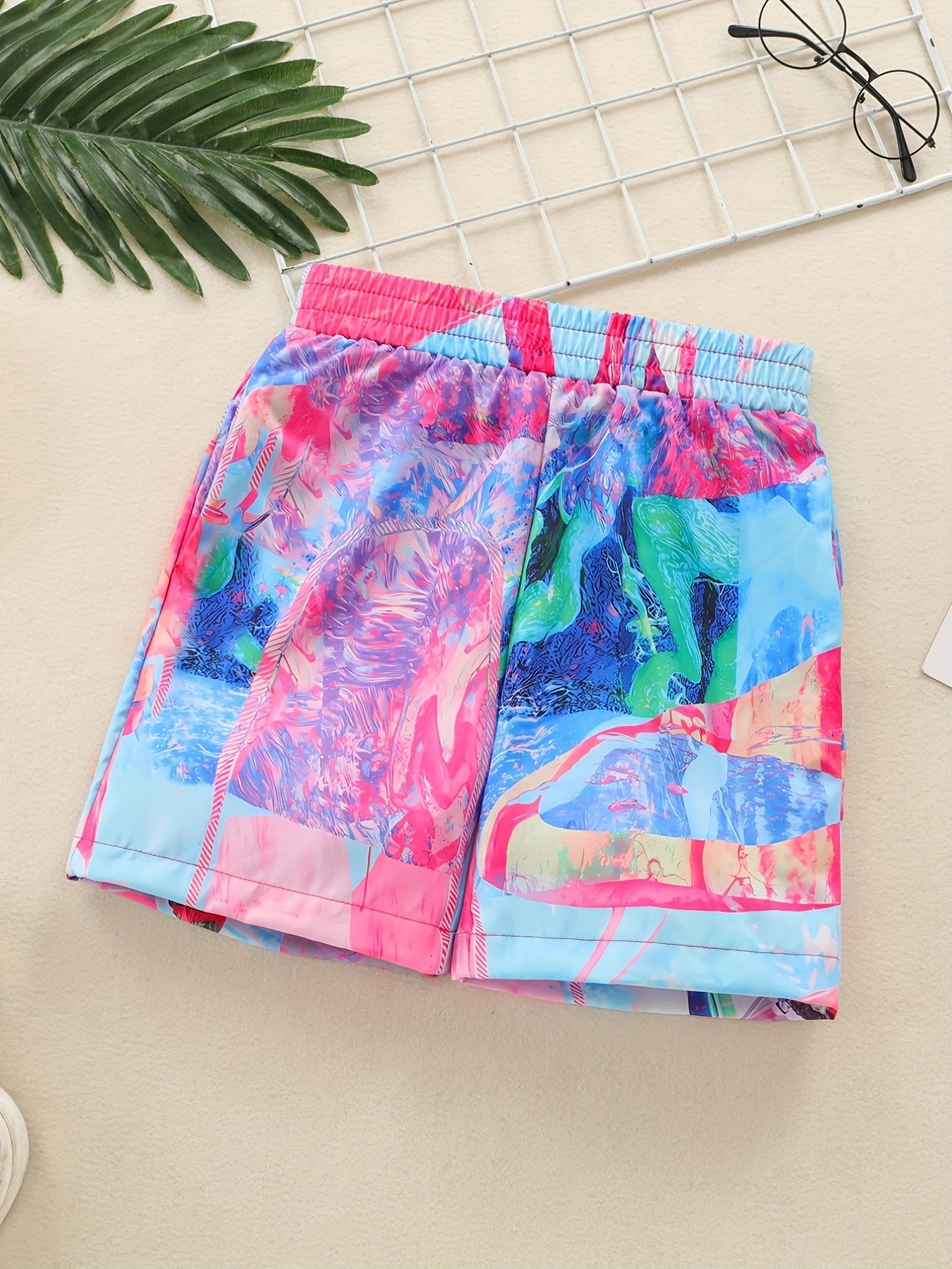 男童 オイルペイントビーチパンツ 中大童用 夏 花色 弾力 工場卸売 安心高品質 