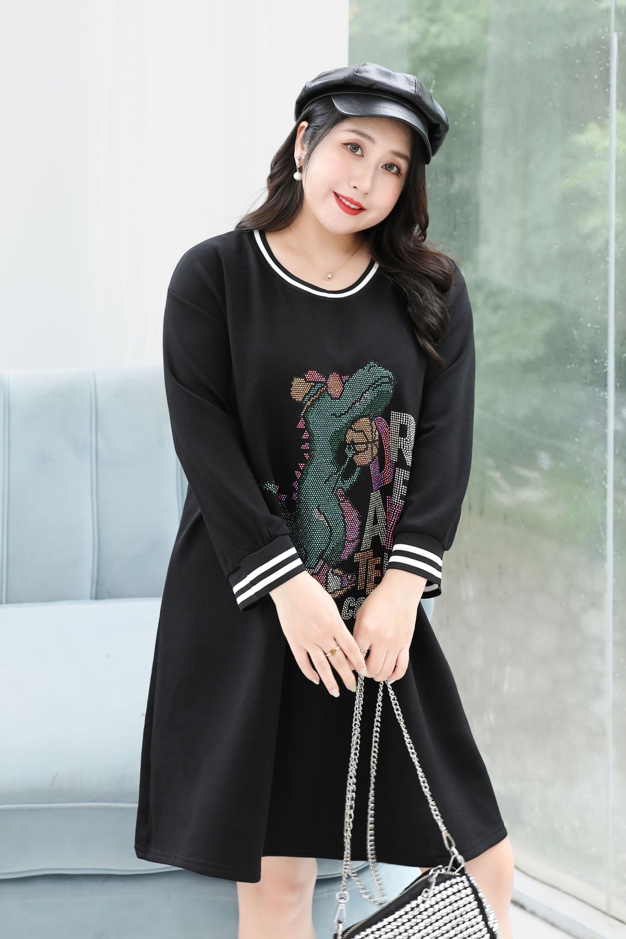 300 catties fat mm extra large size bust 150 plus fat plus new product casual loose dress T-shirt one-piece shipping