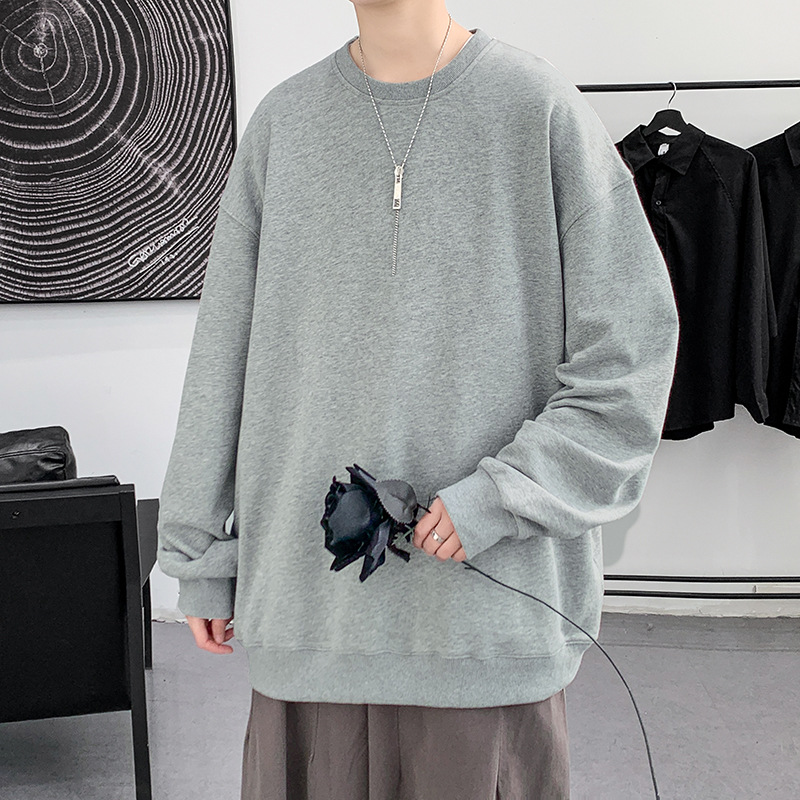 Felpa con cappuccio da uomo 2023 Primavera e autunno Trendy Solid Candy con spalle scoperte Camicia girocollo girocollo Top_voghion.com