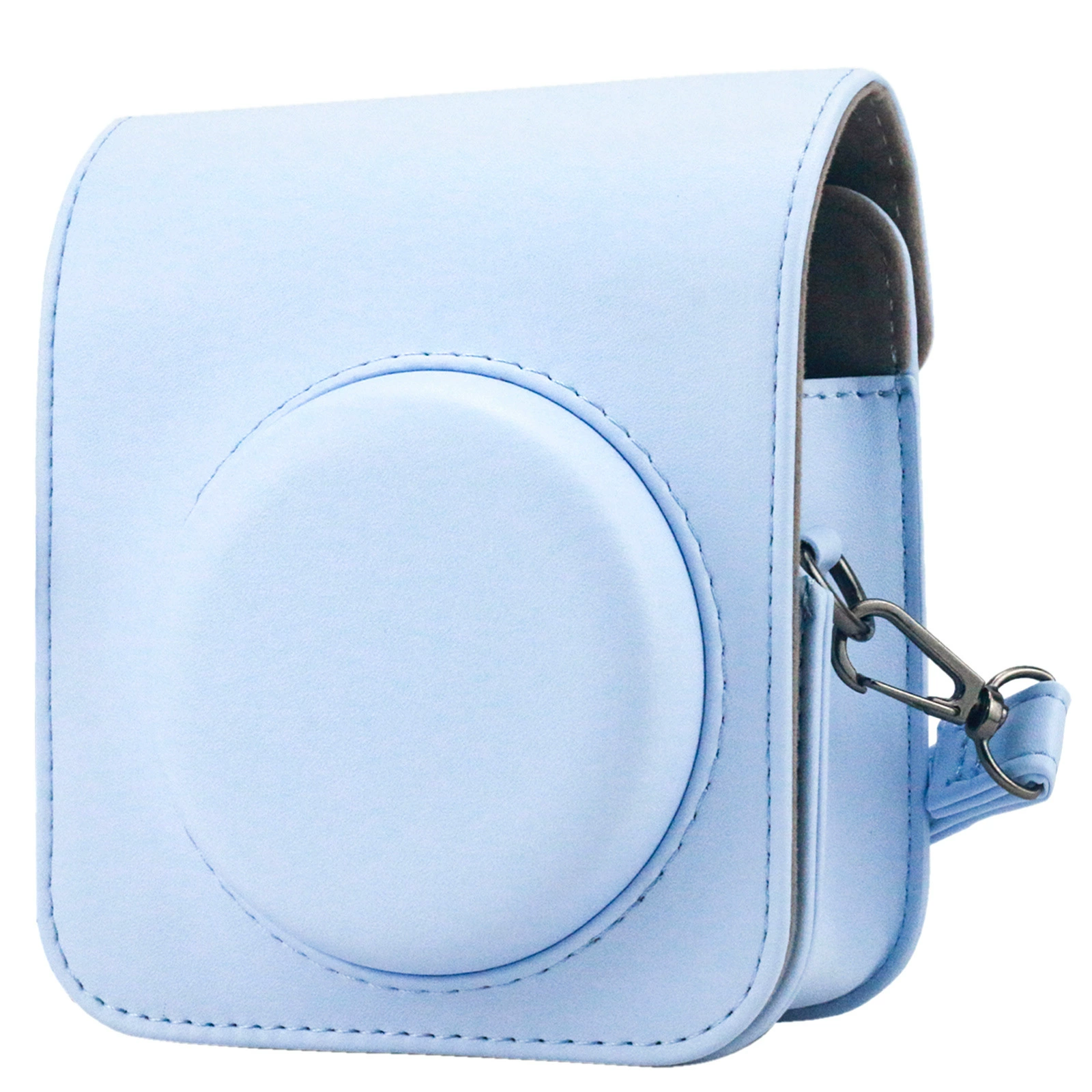 Camera Bag (Fuji mini12) PU Leather Solid-Color Case, Magnetic Buckle & Adjustable Strap