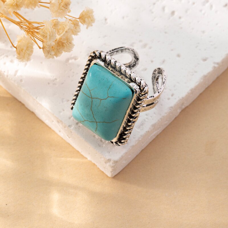 Bohemian retro personalized turquoise ring Fashion Women's bracelet ring jewelry wholesale