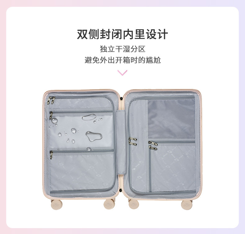 Vali kéo Mango Bird 20 inch chống rơi chống mài mòn, cổng sạc tiện lợi — Thanh kéo rộng có khóa kéo chống nước và cổng sạc hành lý màu hồng chi tiết 14