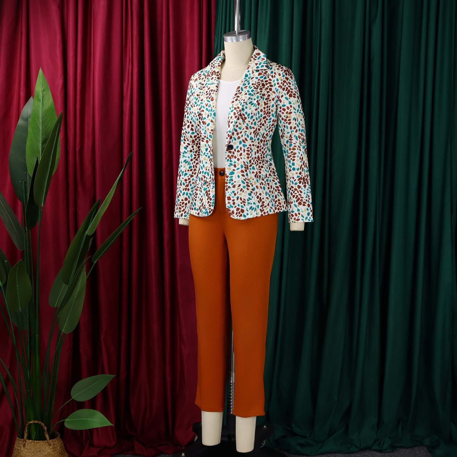 Women's Clothing Women's Fashion Printed Suit Jacket And Slim Fit Pants Two Piece Casual African Style Clothing Set_ecoleips.com