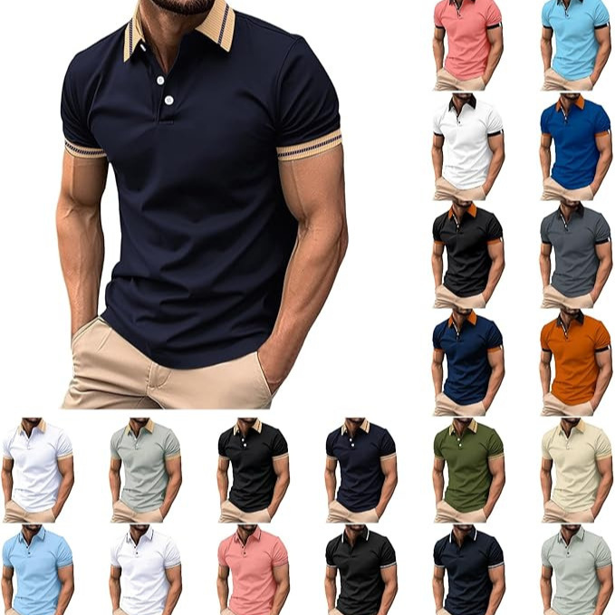 Cross-Border Aliexpress Europe and America Amazon 2023 New Summer Men's Sports and Leisure Lapel Short-Sleeved Polo Shirts