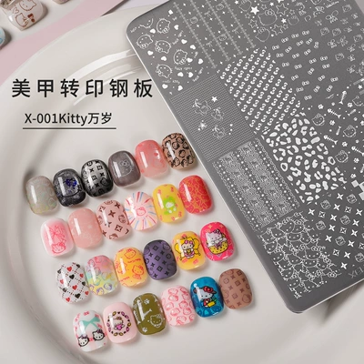 Dırnaq bəzəkləri – Transfer Steel Plate Manicure Tool - popular-kt-cat-medium-steel-plate-comes-with-scraper