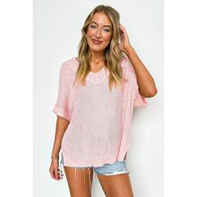 U 33438 Loose V Neck Short Sleeve Knitwear ������֯�� �羳��